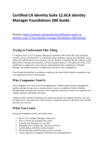 CA Identity Manager Foundations 200 Certification Guide