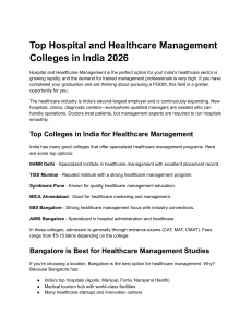 Top Healthcare Management Colleges in India 2026
