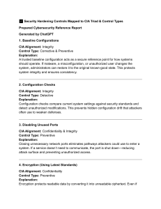 Security Hardening Controls & CIA Triad Mapping