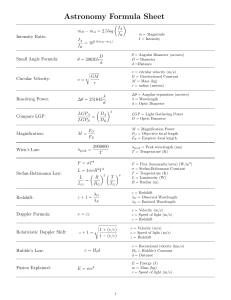 Astronomy Formula Sheet: Essential Formulas & Constants