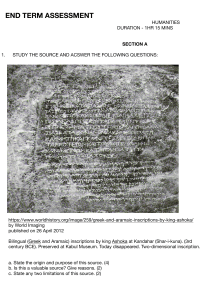 Humanities Exam: Ashoka, Mauryan & Ming Dynasties