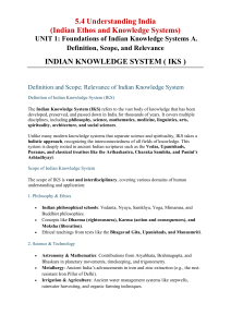 Indian Knowledge Systems: Foundations & Relevance