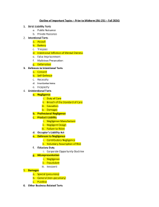 BU-231 Course Outline: Torts & Contracts - Fall 2024