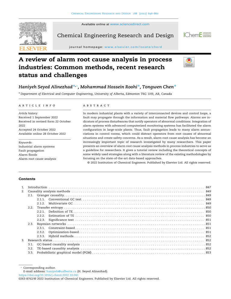 Alarm Root Cause Analysis Review: Methods & Challenges
