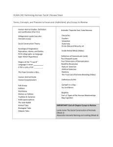 HUMA 240: Rethinking Animals Test 1 Review Sheet | Study Guide