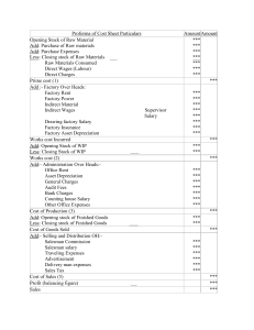 Cost Sheet Proforma & Problems: Accounting Exercises