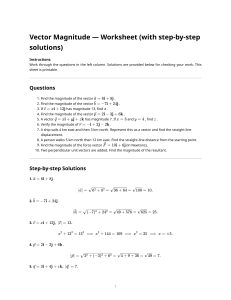 Vector Magnitude Worksheet with Solutions