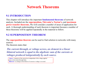 Network Theorems: Superposition, Thevenin, Norton, Max Power