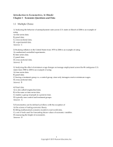 Econometrics Multiple Choice Questions Chapter 1