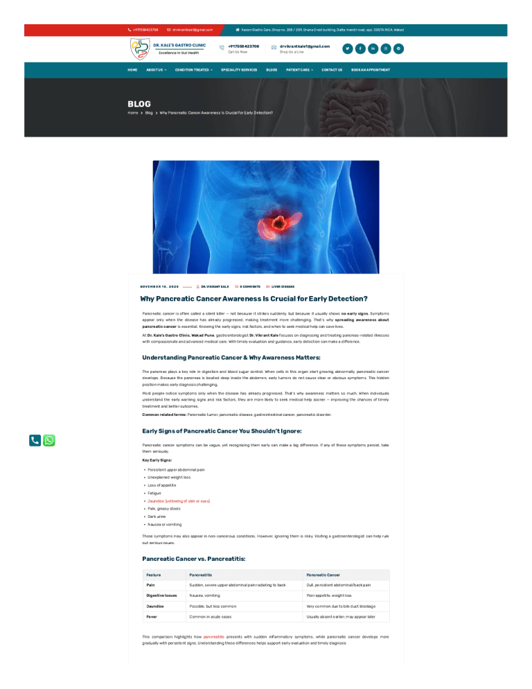 Pancreatic Cancer: Early Detection & Awareness | Dr. Kale