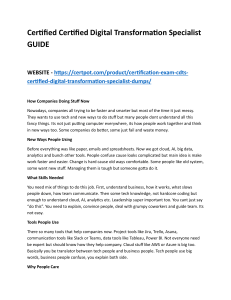Digital Transformation Specialist Guide