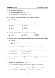 Sets and Set Operations Exercises