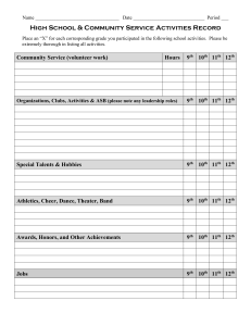 High School Activities Record Form
