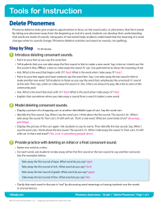 Phoneme Deletion Tasks: Grade 1 Phonemic Awareness Instruction