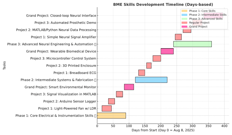 BME Skills Development Timeline: Core to Advanced Neural Engineering