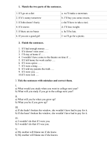 English Grammar: Conditional Sentences Exercises Worksheet