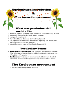 Agricultural Revolution & Enclosure Movement: Pre-Industrial Society & Key Terms