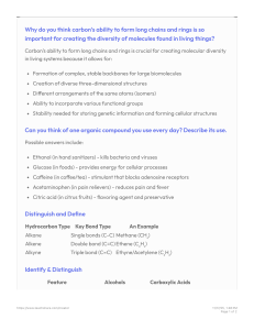 Organic Chemistry: Hydrocarbons & Functional Groups Worksheet