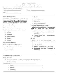 STEM 11 DRRR Worksheet: Understanding Disaster Readiness & Risk