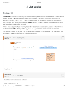 Python List Basics: Creating, Accessing, Updating Elements | zyBooks