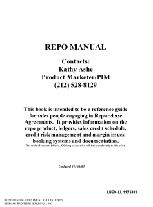 Lehman Brothers Repo Manual: Repurchase Agreements Sales Guide