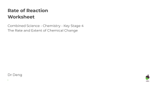 Rate of Reaction Worksheet - Combined Science Chemistry Key Stage 4