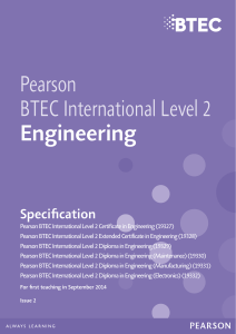 Pearson BTEC International Level 2 Engineering Specification (2014-2015)