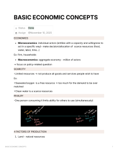 Basic Economic Concepts: Micro & Macro Economics