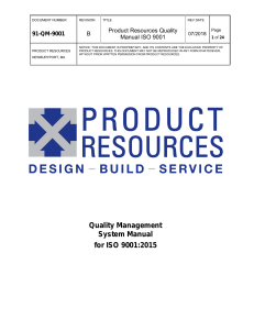 ISO 9001:2015 Quality Management System Manual
