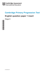 Cambridge Primary English Progression Test Stage 6: Fireflies Insert