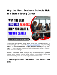 Best Business Schools: Career Benefits & Opportunities