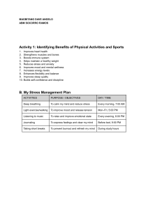 Physical Activities Benefits & Stress Management Plan - Student Activity