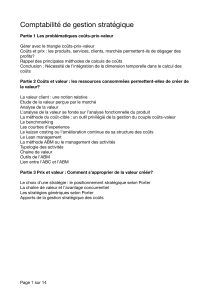 Comptabilit&eacute; de gestion strat&eacute;gique : Analyse Co&ucirc;ts-Prix-Valeur