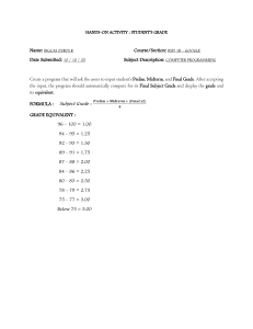 Student Grade Calculator Program Activity