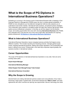 PG Diploma in International Business Operations: Scope & Careers