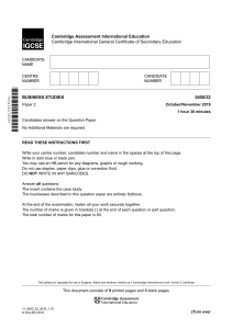 Cambridge IGCSE Business Studies Paper 2 (2019)