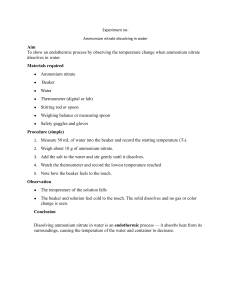 Ammonium Nitrate Endothermic Reaction Experiment