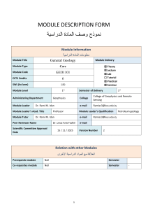 General Geology Module Description Form | University Course Syllabus