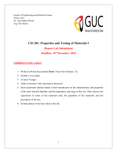 CIS 301 Lab Report Guidelines: Materials Testing