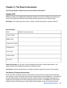 Road to Revolution: Enlightenment, English Law, Great Awakening Influence