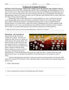 Evidence for Evolution Worksheet: Fossils, DNA, Anatomy