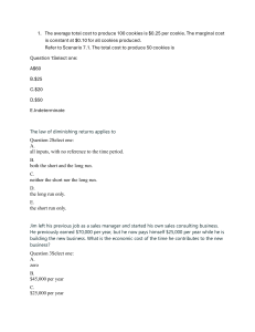 Economics Exam: Production & Cost Concepts
