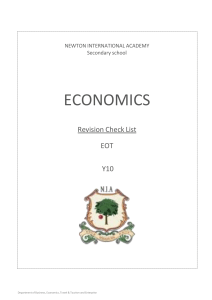 Economics Revision Checklist - Y10 - Newton Academy