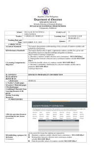 Grade 11 Statistics & Probability Lesson Plan: Discrete Probability Distribution