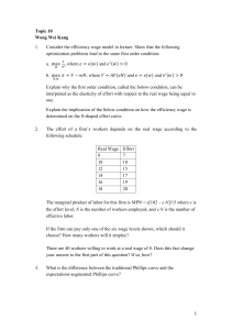 Efficiency Wage Model & Phillips Curve Economics Problem Set