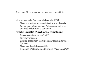 Mod&egrave;le de Cournot: Concurrence en quantit&eacute; en duopole
