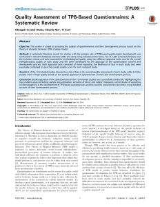 TPB Questionnaire Quality Assessment: A Systematic Review