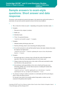 IGCSE/O Level Business Studies: Motivating Employees Exam Answers