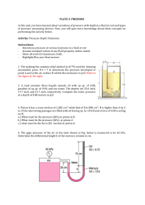 Fluid Pressure Problems: Worksheet & Activities
