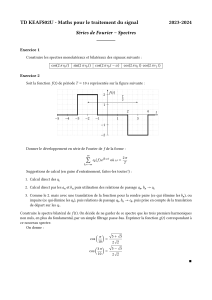 Exercices de S&eacute;ries de Fourier et Spectres pour le Traitement du Signal
